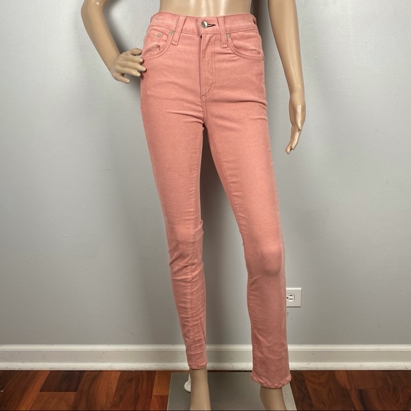 NEW RAG & BONE REVOLVE PINK HIGH-WAISTED CORDUROY PANTS - Picture 2 of 8